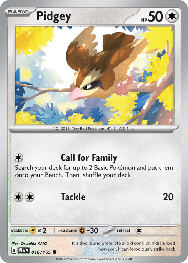 Carta Pidgey 16/165 do set 151 — Pokémon TCG | Bynx