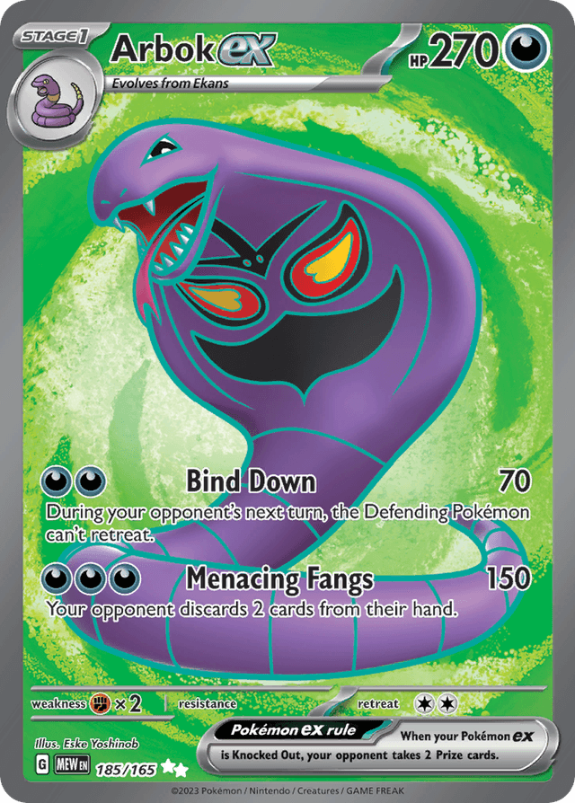 Carta Arbok ex 185/165 do set 151 — Pokémon TCG | Bynx