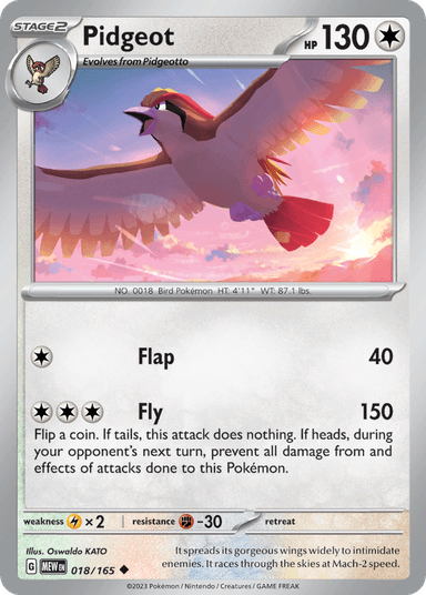 Carta Pidgeot 18/165 do set 151 — Pokémon TCG | Bynx