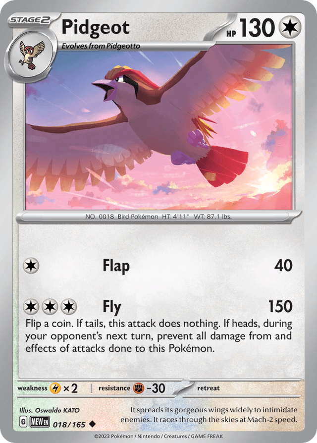 Carta Pidgeot 18/165 do set 151 — Pokémon TCG | Bynx