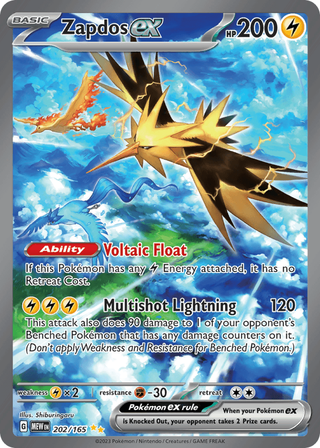 Carta Zapdos ex 202/165 do set 151 — Pokémon TCG | Bynx