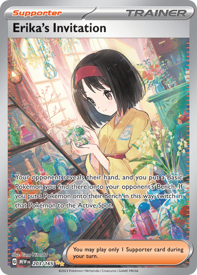 Carta Erika's Invitation 203/165 do set 151 — Pokémon TCG | Bynx