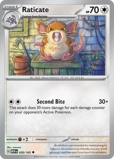 Carta Raticate 20/165 do set 151 — Pokémon TCG | Bynx