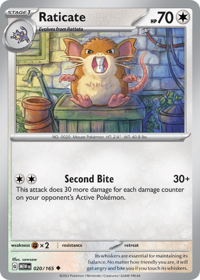 Carta Raticate 20/165 do set 151 — Pokémon TCG | Bynx