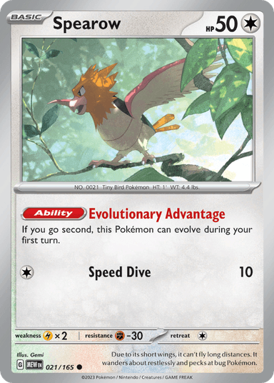 Carta Spearow 21/165 do set 151 — Pokémon TCG | Bynx