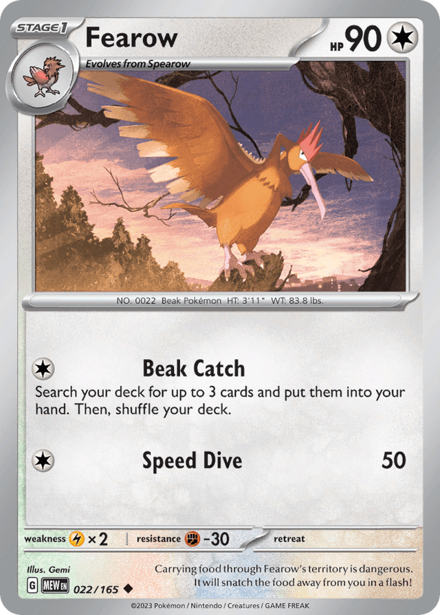 Carta Fearow 22/165 do set 151 — Pokémon TCG | Bynx