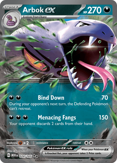 Carta Arbok ex 24/165 do set 151 — Pokémon TCG | Bynx