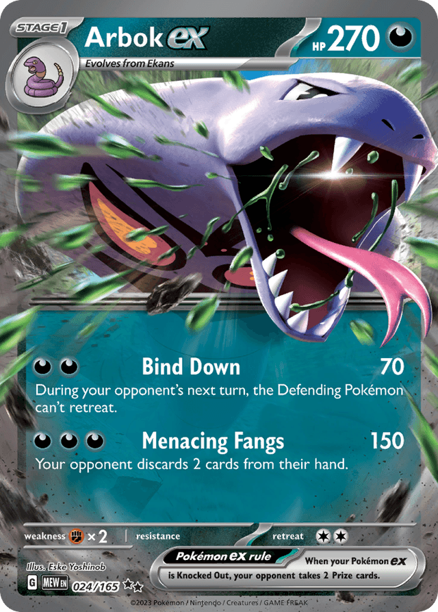Carta Arbok ex 24/165 do set 151 — Pokémon TCG | Bynx