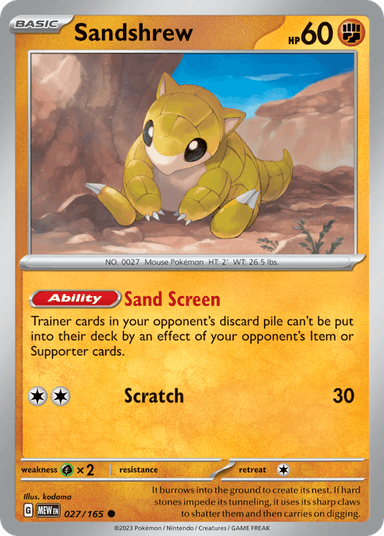 Carta Sandshrew 27/165 do set 151 — Pokémon TCG | Bynx