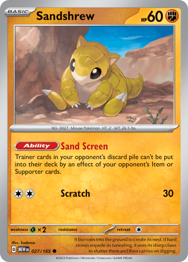 Carta Sandshrew 27/165 do set 151 — Pokémon TCG | Bynx