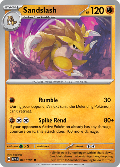 Carta Sandslash 28/165 do set 151 — Pokémon TCG | Bynx