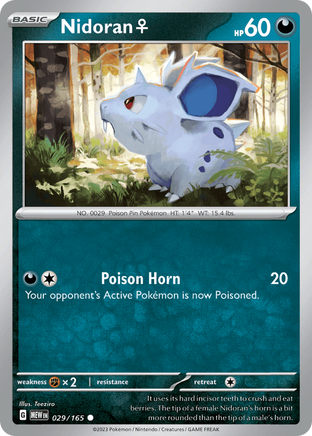 Carta Nidoran ♀ 29/165 do set 151 — Pokémon TCG | Bynx
