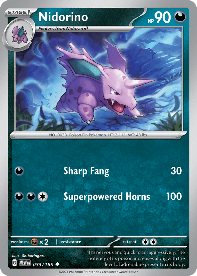 Carta Nidorino 33/165 do set 151 — Pokémon TCG | Bynx