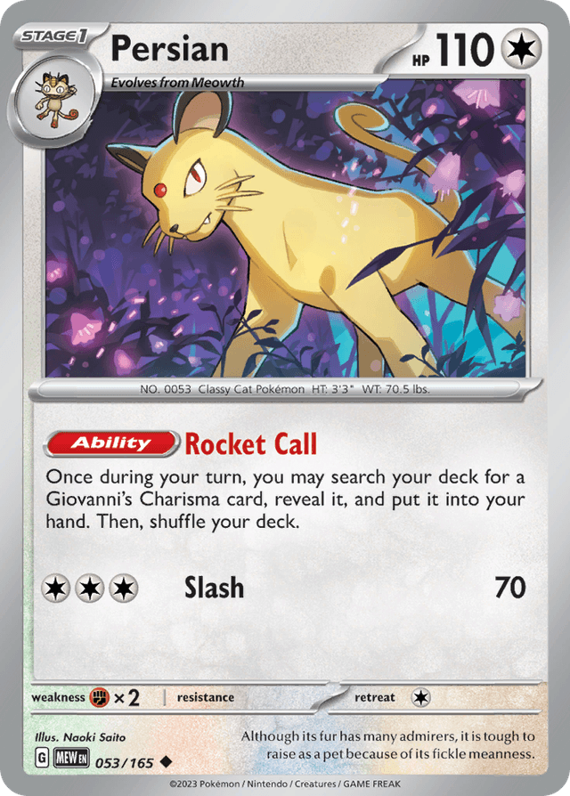 Carta Persian 53/165 do set 151 — Pokémon TCG | Bynx
