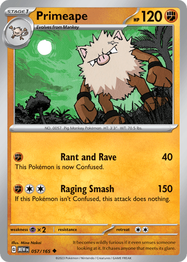 Carta Primeape 57/165 do set 151 — Pokémon TCG | Bynx