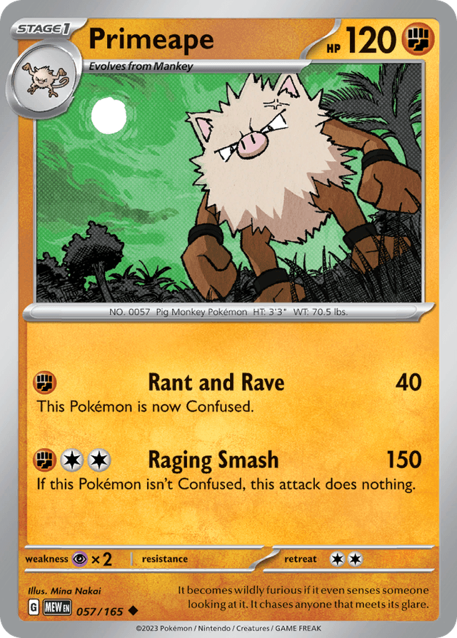 Carta Primeape 57/165 do set 151 — Pokémon TCG | Bynx