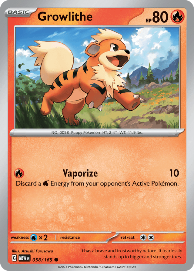 Carta Growlithe 58/165 do set 151 — Pokémon TCG | Bynx