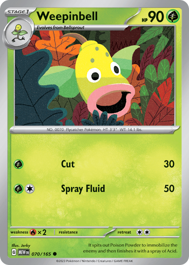 Carta Weepinbell 70/165 do set 151 — Pokémon TCG | Bynx