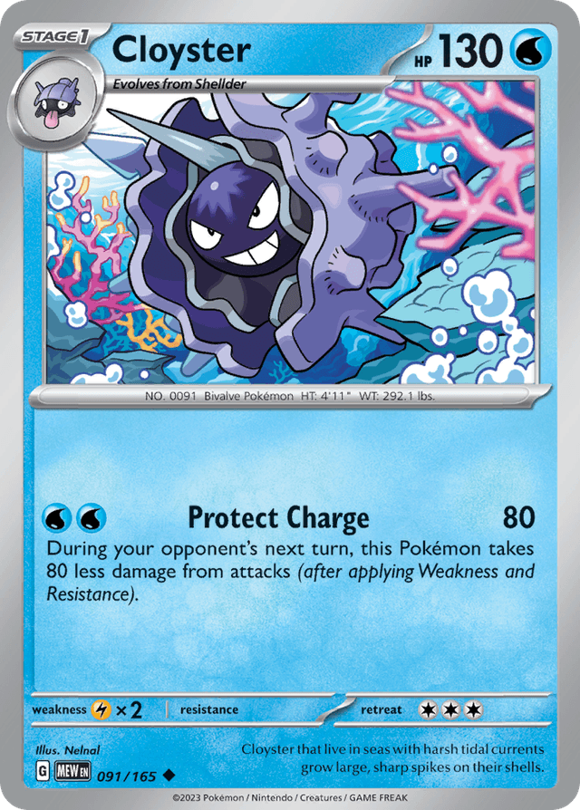 Carta Cloyster 91/165 do set 151 — Pokémon TCG | Bynx