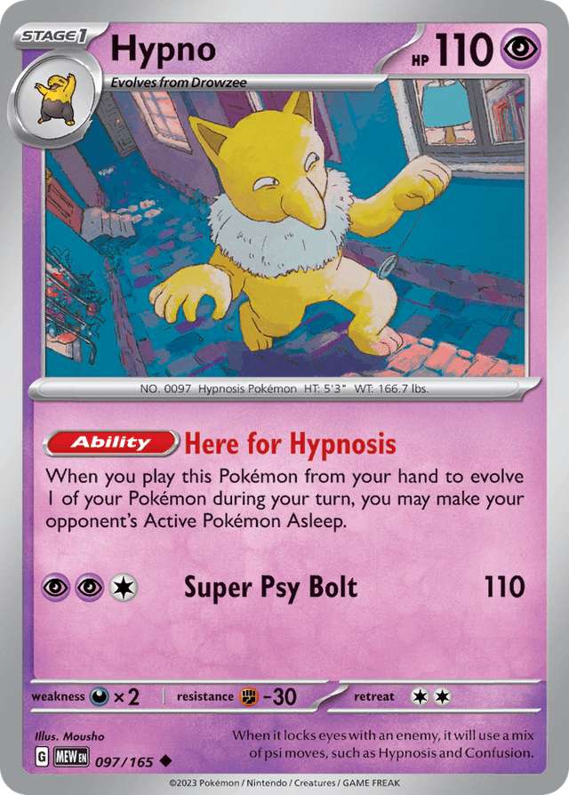 Carta Hypno 97/165 do set 151 — Pokémon TCG | Bynx