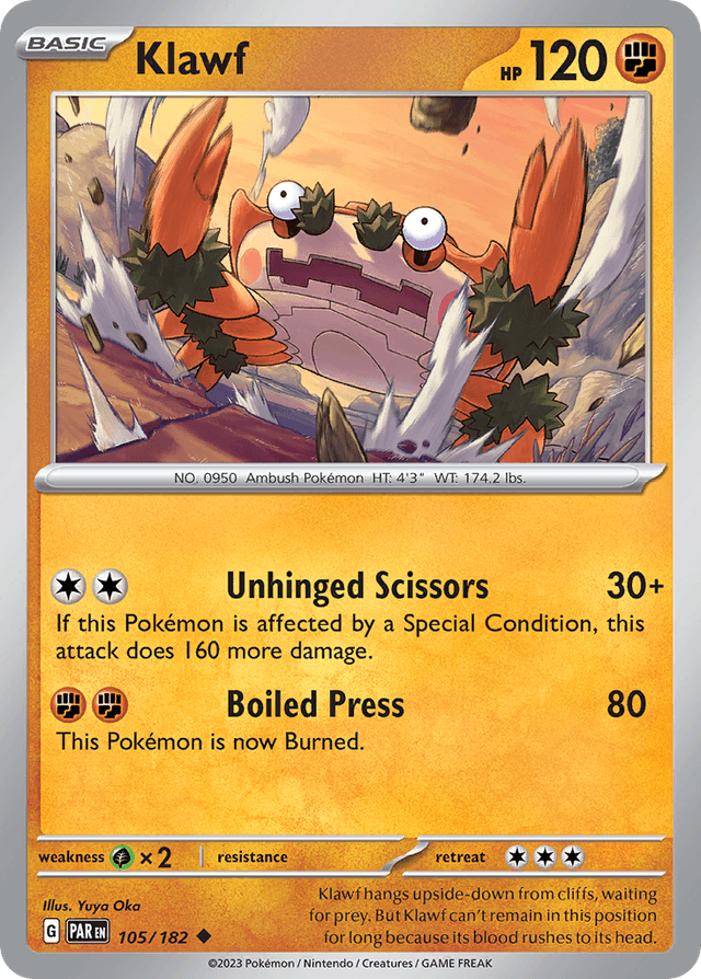 Carta Klawf 105/182 do set Paradox Rift — Pokémon TCG | Bynx