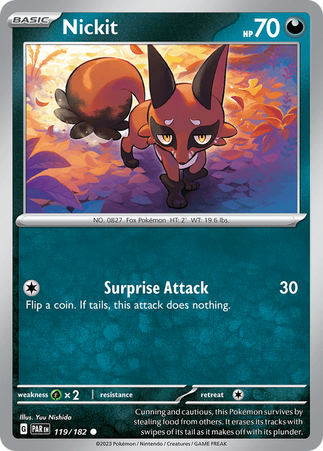 Carta Nickit 119/182 do set Paradox Rift — Pokémon TCG | Bynx