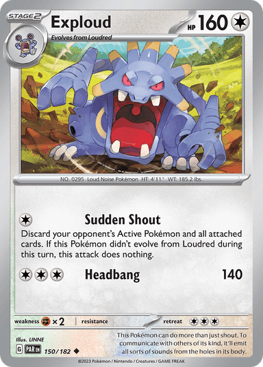 Carta Exploud 150/182 do set Paradox Rift — Pokémon TCG | Bynx
