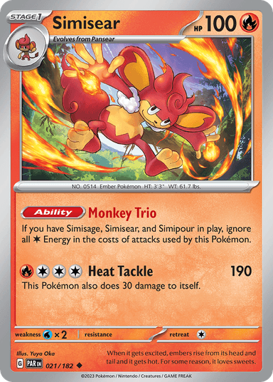 Carta Simisear 21/182 do set Paradox Rift — Pokémon TCG | Bynx