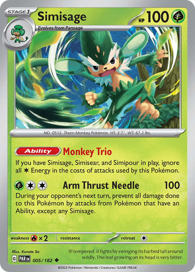 Carta Simisage 5/182 do set Paradox Rift — Pokémon TCG | Bynx