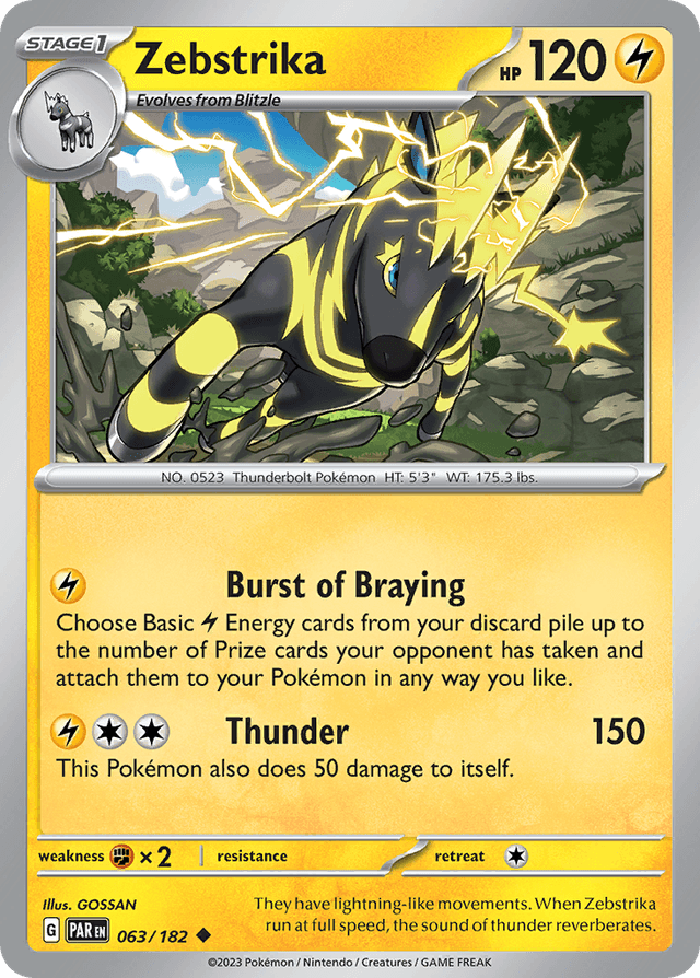 Carta Zebstrika 63/182 do set Paradox Rift — Pokémon TCG | Bynx