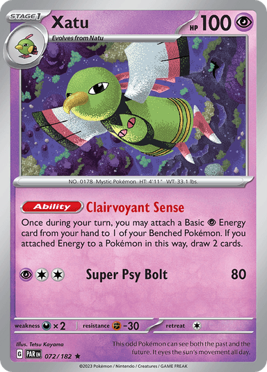 Carta Xatu 72/182 do set Paradox Rift — Pokémon TCG | Bynx