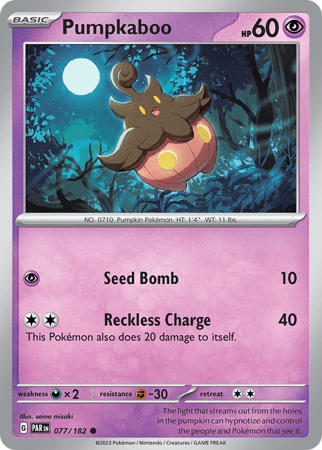 Carta Pumpkaboo 77/182 do set Paradox Rift — Pokémon TCG | Bynx