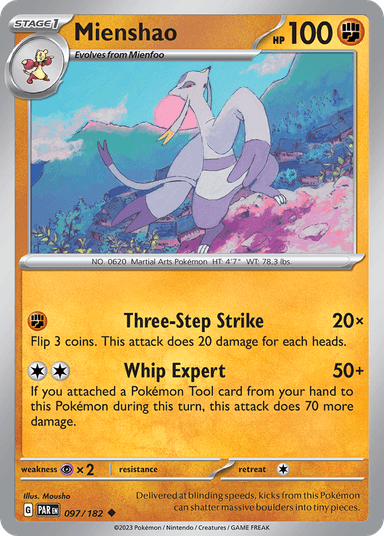 Carta Mienshao 97/182 do set Paradox Rift — Pokémon TCG | Bynx