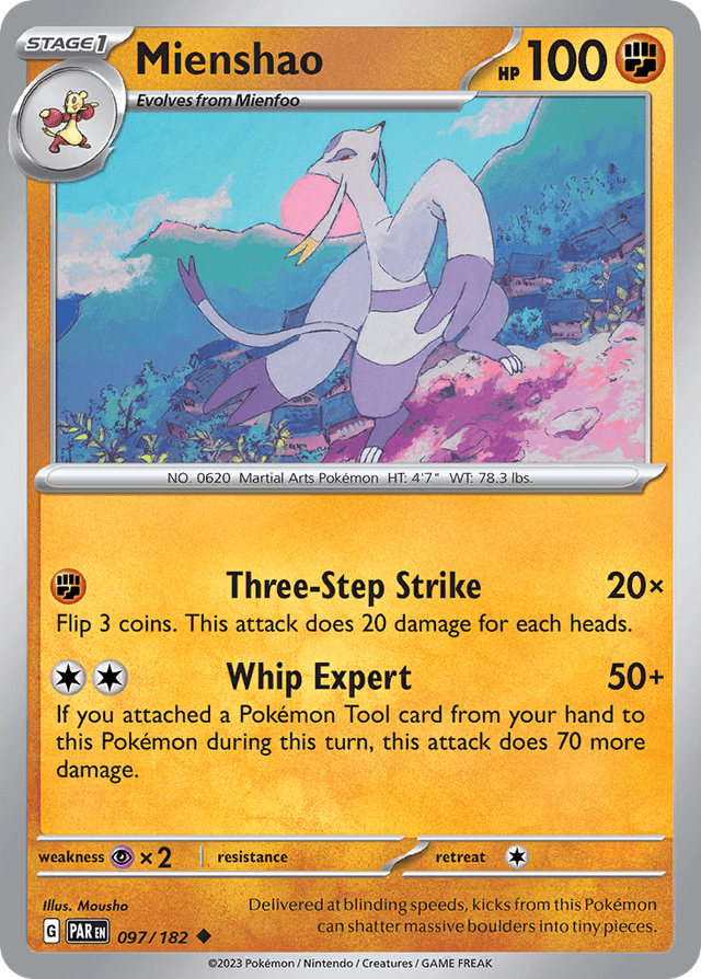 Carta Mienshao 97/182 do set Paradox Rift — Pokémon TCG | Bynx