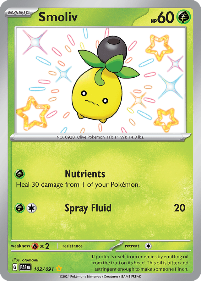 Carta Smoliv 102/91 do set Paldean Fates — Pokémon TCG | Bynx