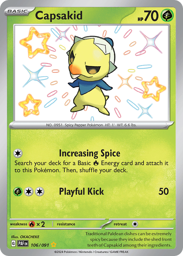 Carta Capsakid 106/91 do set Paldean Fates — Pokémon TCG | Bynx