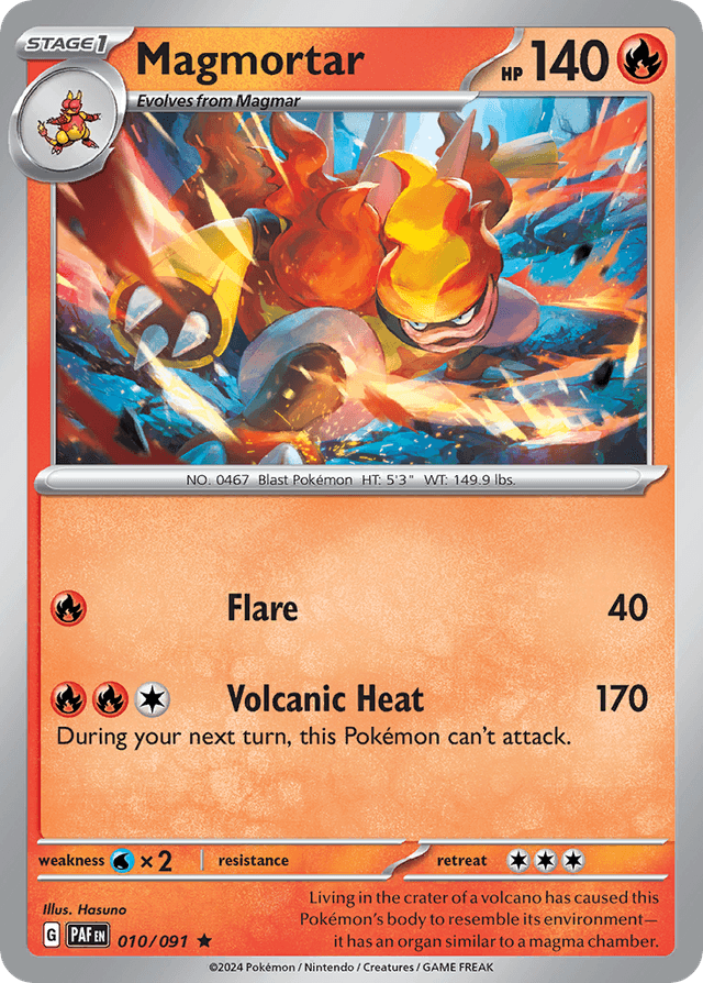 Carta Magmortar 10/91 do set Paldean Fates — Pokémon TCG | Bynx