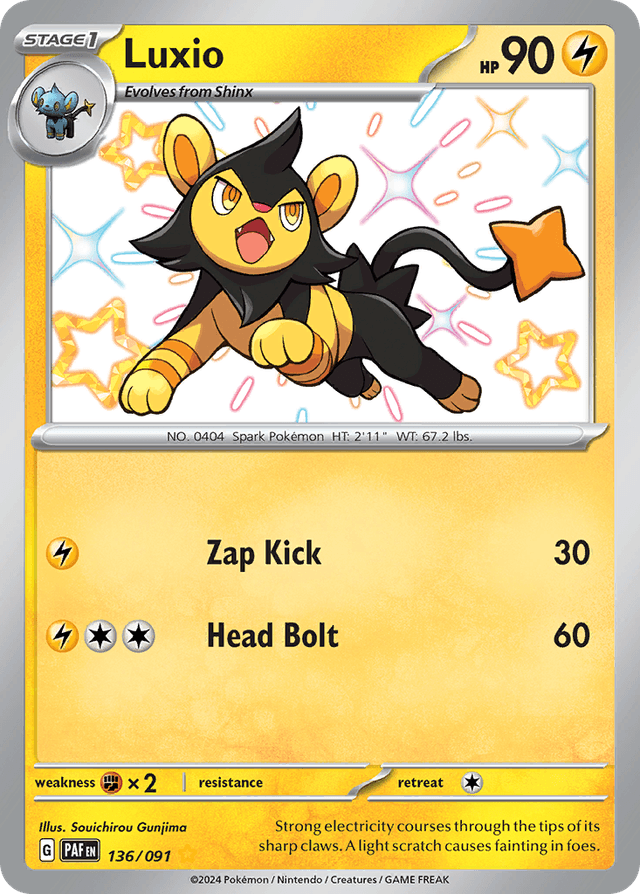 Carta Luxio 136/91 do set Paldean Fates — Pokémon TCG | Bynx