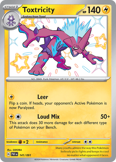 Carta Toxtricity 141/91 do set Paldean Fates — Pokémon TCG | Bynx