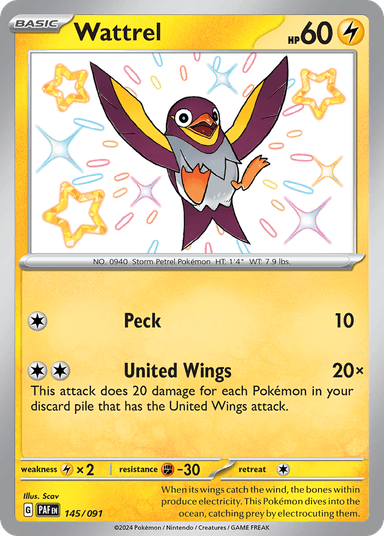 Carta Wattrel 145/91 do set Paldean Fates — Pokémon TCG | Bynx