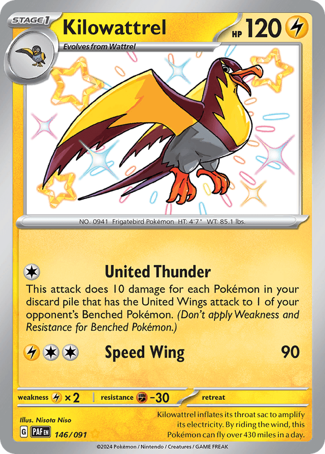 Carta Kilowattrel 146/91 do set Paldean Fates — Pokémon TCG | Bynx