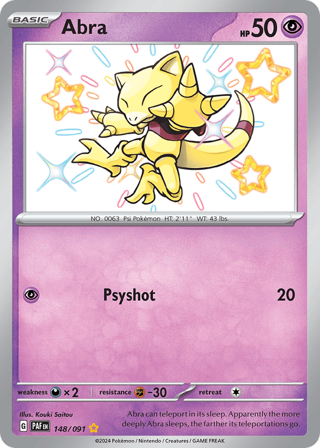 Carta Abra 148/91 do set Paldean Fates — Pokémon TCG | Bynx