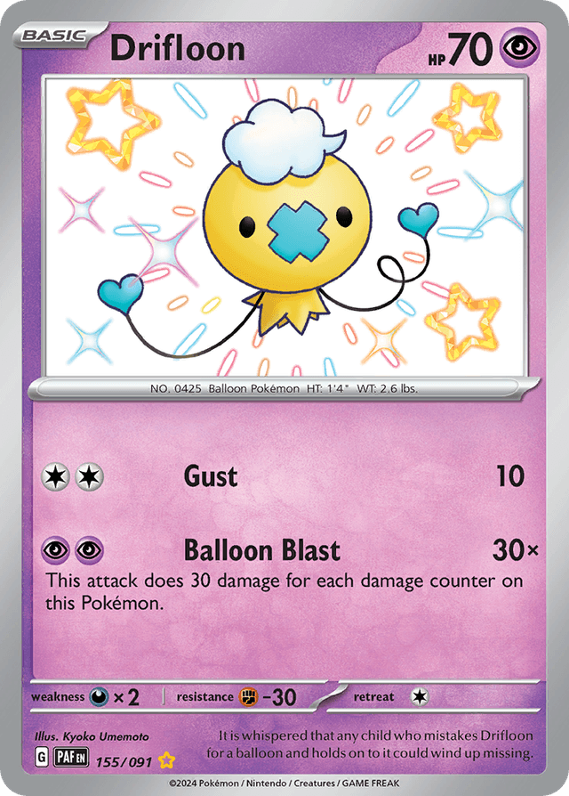 Carta Drifloon 155/91 do set Paldean Fates — Pokémon TCG | Bynx