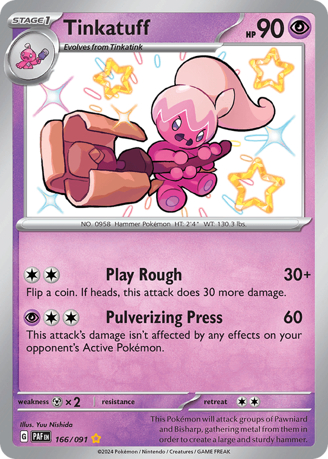 Carta Tinkatuff 166/91 do set Paldean Fates — Pokémon TCG | Bynx
