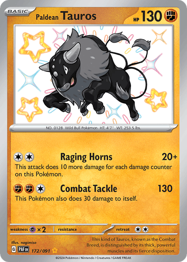 Carta Paldean Tauros 172/91 do set Paldean Fates — Pokémon TCG | Bynx