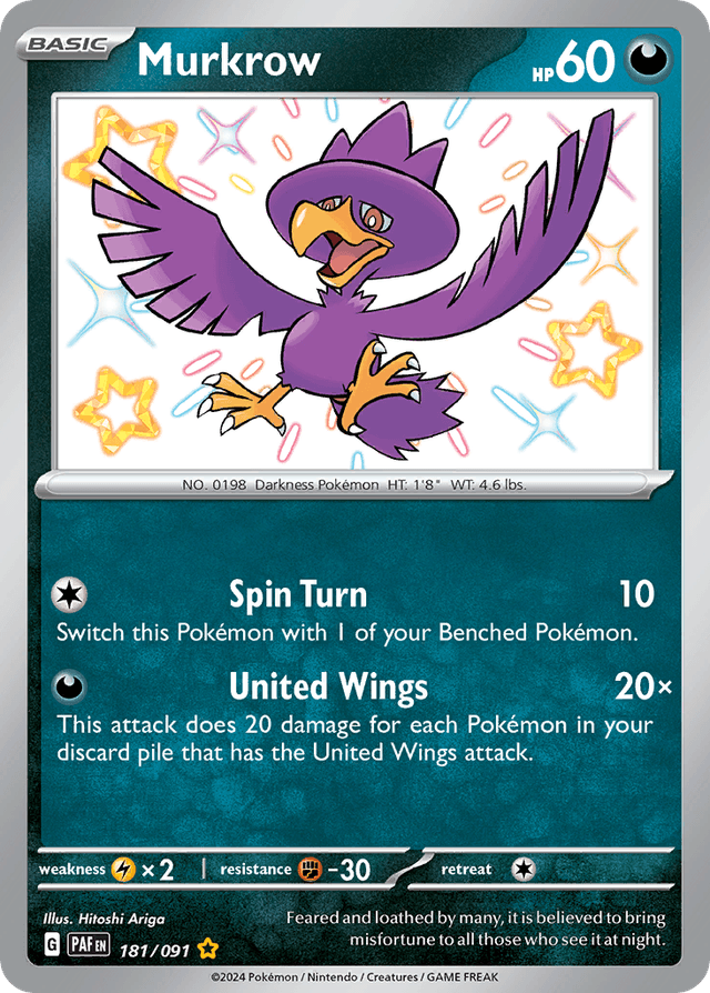 Carta Murkrow 181/91 do set Paldean Fates — Pokémon TCG | Bynx