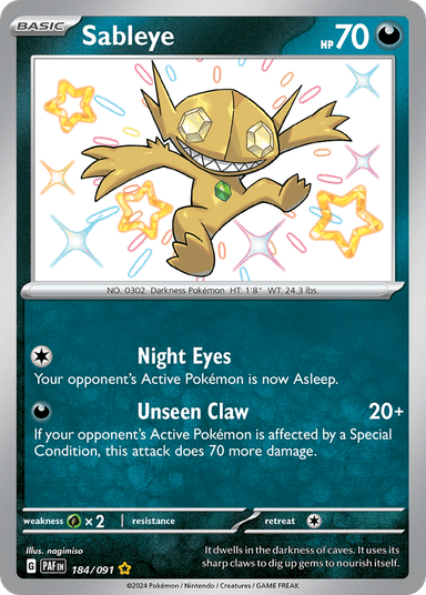 Carta Sableye 184/91 do set Paldean Fates — Pokémon TCG | Bynx