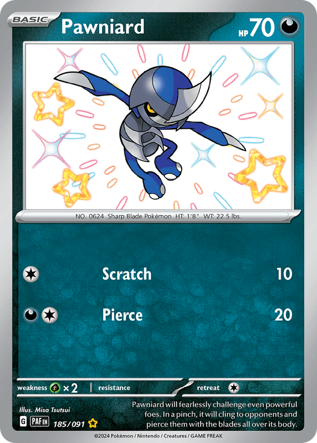 Carta Pawniard 185/91 do set Paldean Fates — Pokémon TCG | Bynx