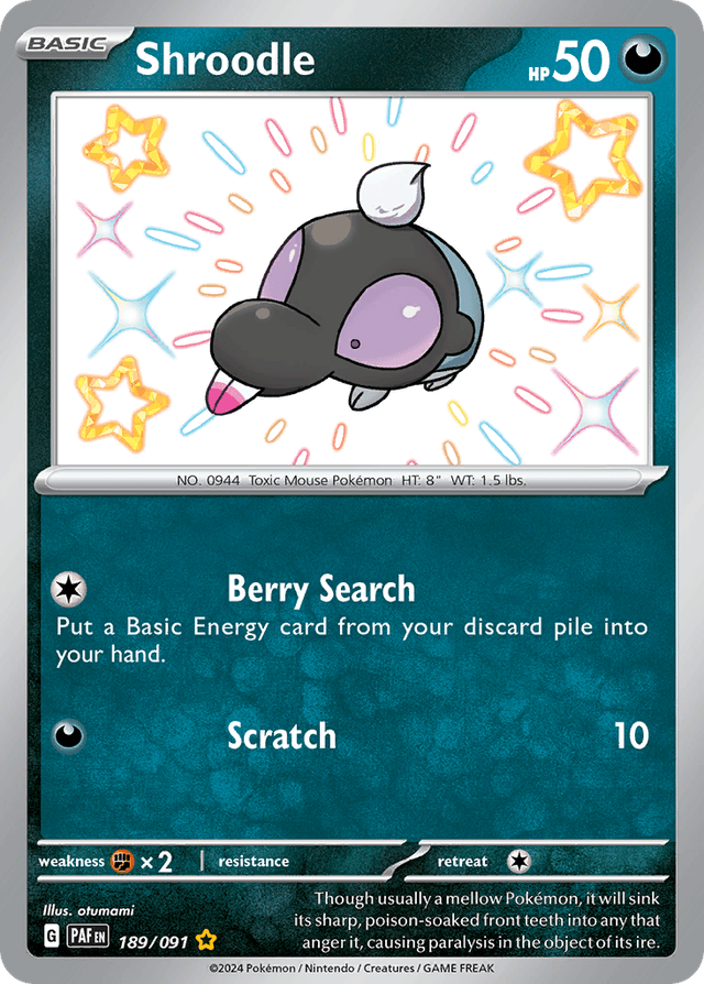 Carta Shroodle 189/91 do set Paldean Fates — Pokémon TCG | Bynx