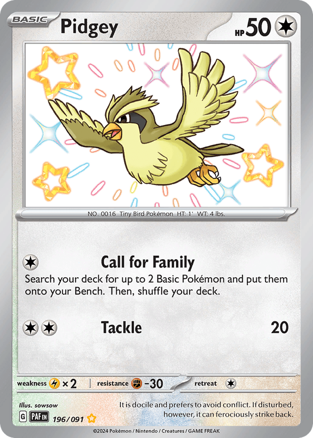 Carta Pidgey 196/91 do set Paldean Fates — Pokémon TCG | Bynx